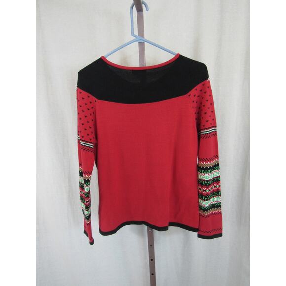 Medium Christmas Sweater Shoe Patches Jungle Bells Front Zip Tacky Unique - Picture 5 of 5